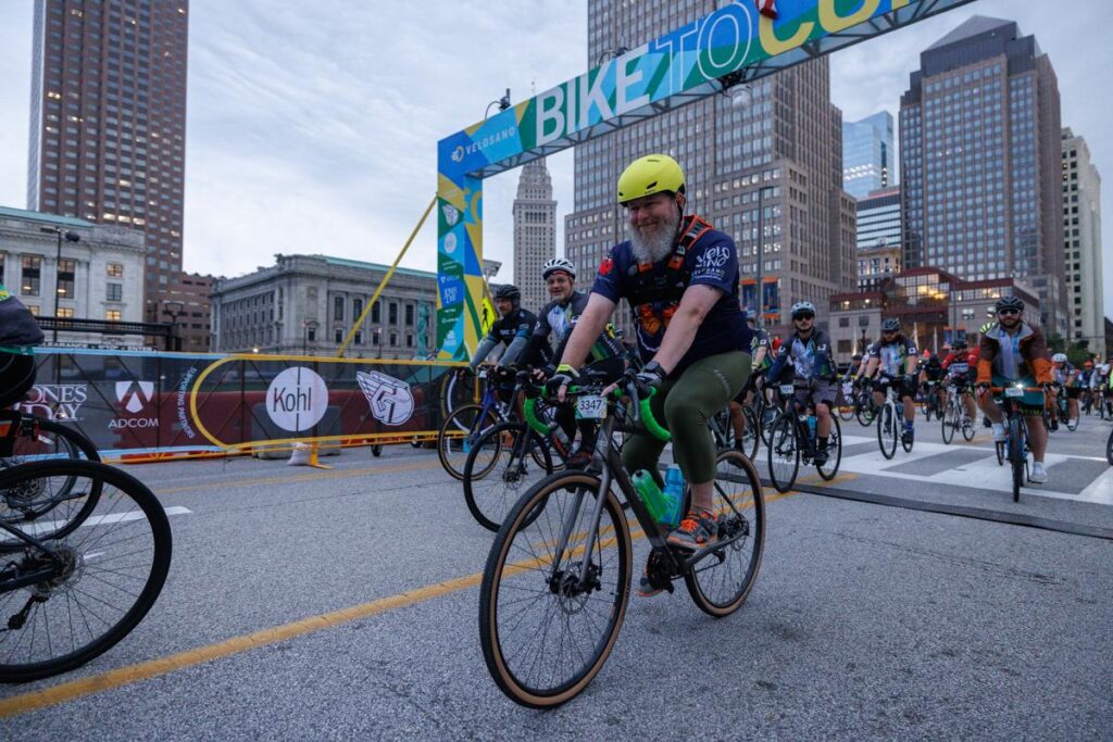 Kevin starting his 50-mile ride in VeloSano Bike to Cure 2025